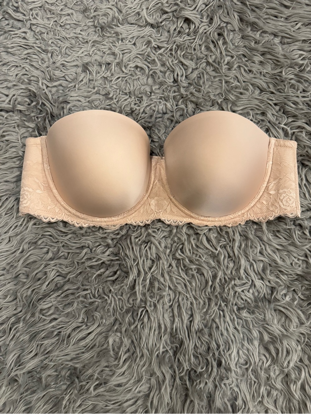 Torrid Curve Strapless Molded Lace-Trim Bra — Nude